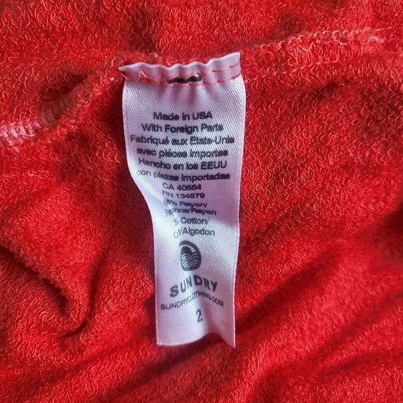 New Sundry Anthro Love Star Print Red Hoodie Pullover Sweatshirt NWT 2/Medium - Picture 9 of 10